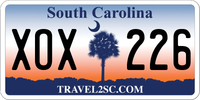 SC license plate XOX226