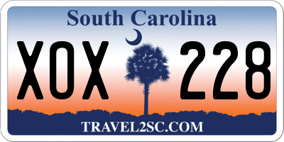 SC license plate XOX228