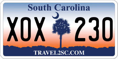 SC license plate XOX230