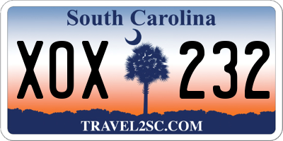 SC license plate XOX232