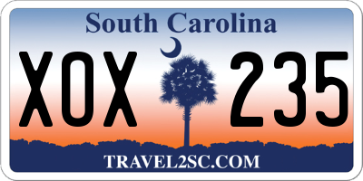 SC license plate XOX235