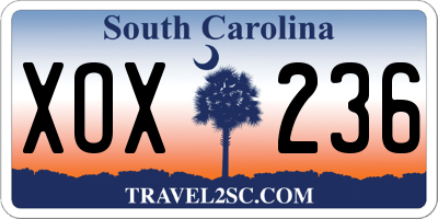 SC license plate XOX236