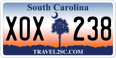 SC license plate XOX238