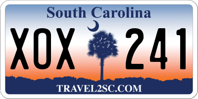 SC license plate XOX241