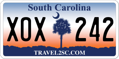 SC license plate XOX242