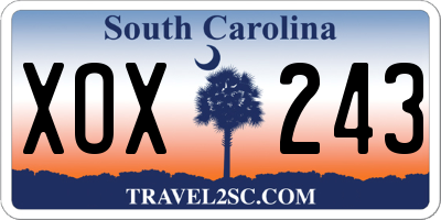 SC license plate XOX243