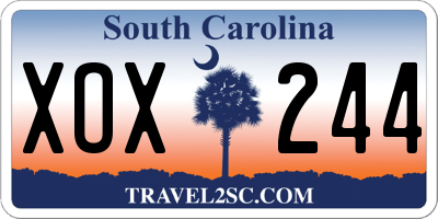 SC license plate XOX244