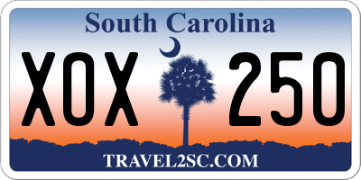 SC license plate XOX250