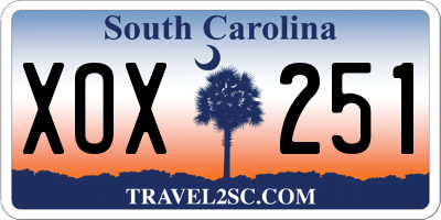 SC license plate XOX251