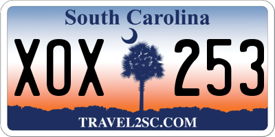 SC license plate XOX253