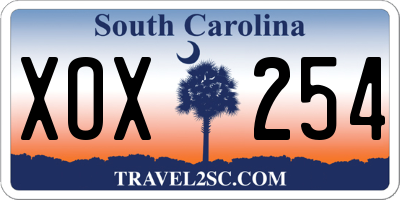 SC license plate XOX254