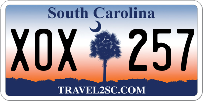 SC license plate XOX257