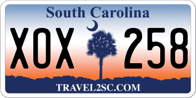 SC license plate XOX258