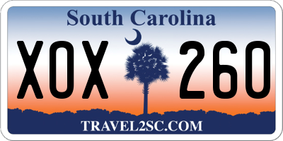 SC license plate XOX260