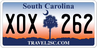 SC license plate XOX262