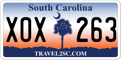 SC license plate XOX263