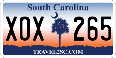 SC license plate XOX265