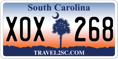 SC license plate XOX268