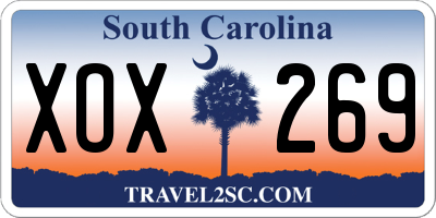 SC license plate XOX269