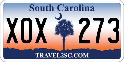 SC license plate XOX273