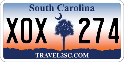 SC license plate XOX274