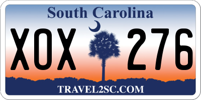 SC license plate XOX276