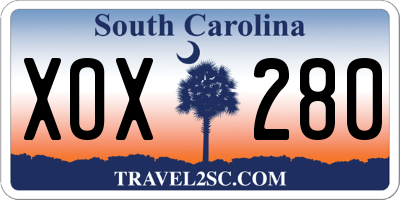 SC license plate XOX280