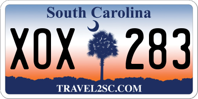 SC license plate XOX283