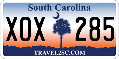 SC license plate XOX285