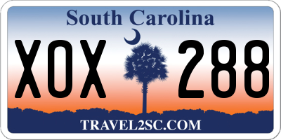 SC license plate XOX288