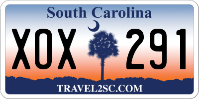 SC license plate XOX291