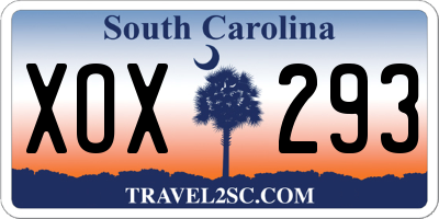 SC license plate XOX293