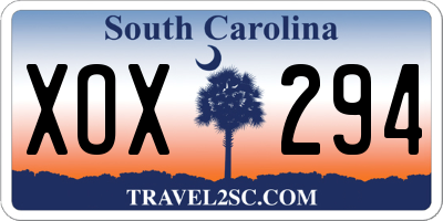 SC license plate XOX294
