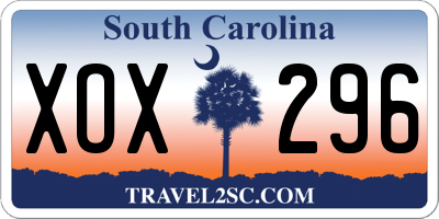 SC license plate XOX296