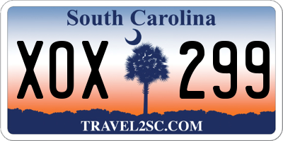 SC license plate XOX299