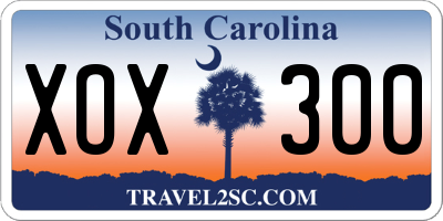 SC license plate XOX300