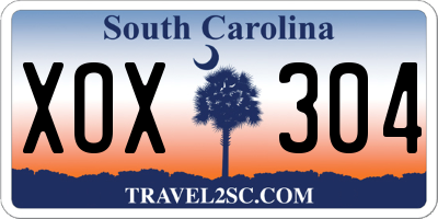 SC license plate XOX304