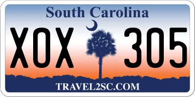 SC license plate XOX305