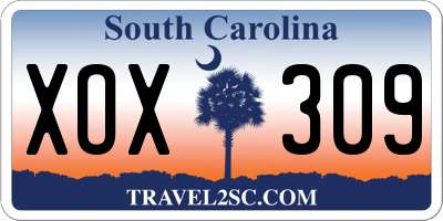 SC license plate XOX309