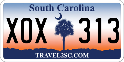 SC license plate XOX313