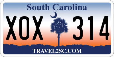 SC license plate XOX314