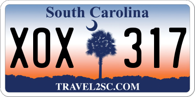SC license plate XOX317