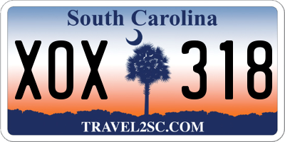 SC license plate XOX318