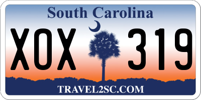 SC license plate XOX319