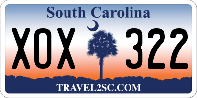 SC license plate XOX322