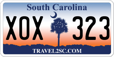SC license plate XOX323