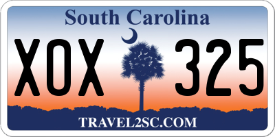 SC license plate XOX325