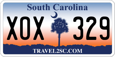 SC license plate XOX329