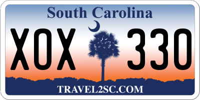 SC license plate XOX330