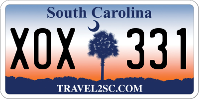 SC license plate XOX331